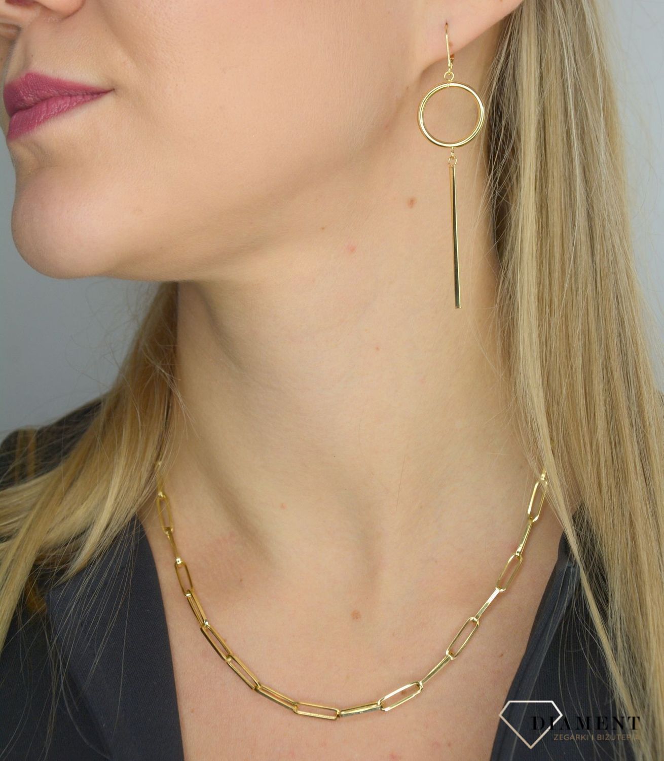 Złote kolczyki 585 'Elegancka prostota' DIA-KLC-COLBDEA-30-YM-LUC OR204623.jpg